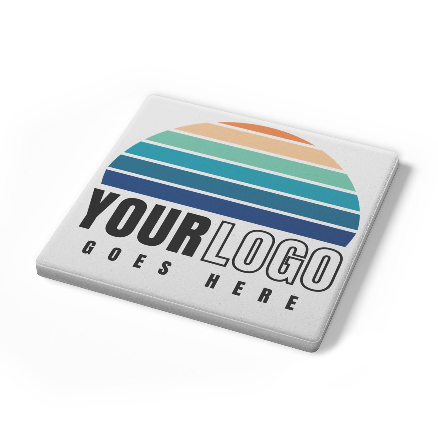 Custom Logo Square Stone Coasters Set