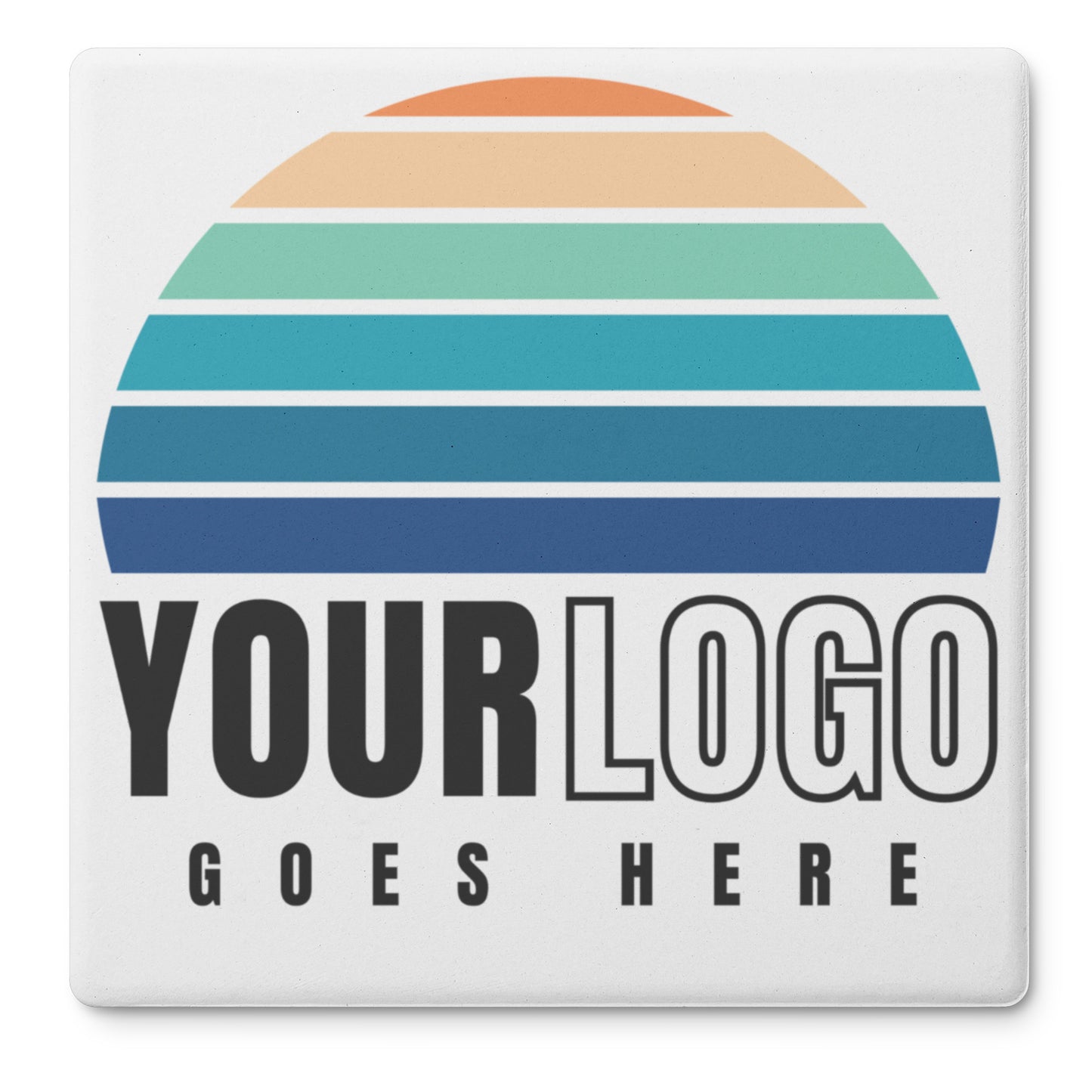 Custom Logo Square Stone Coasters Set